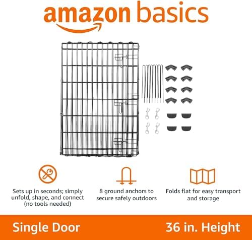 Amazon Basics Foldable Metal Exercise Dog Playpen, Indoor/Outdoor, Single Door - Image 5