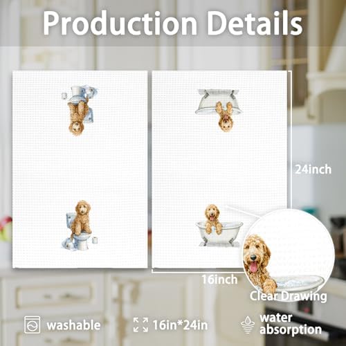 Funny Goldendoodle Dog Hand Towels Set of 2, Gifts - Image 7