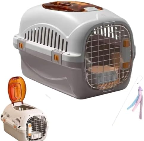 Hard Cat Carrier for Large Cats up to 20 lbs, Top Loading Plastic Pet Travel by minnko