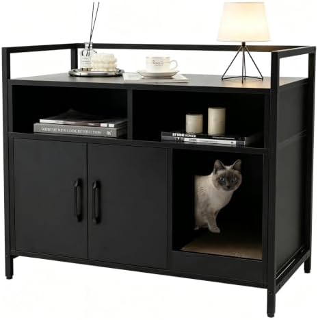GIANTEX Cat Litter Box Enclosure, Hidden Cat Cabinet Furniture by Giantex