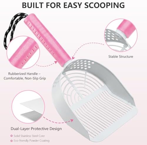 Cat Litter Scoop with Holder, 3 in 1 Metal Kitty Scooper - Image 5
