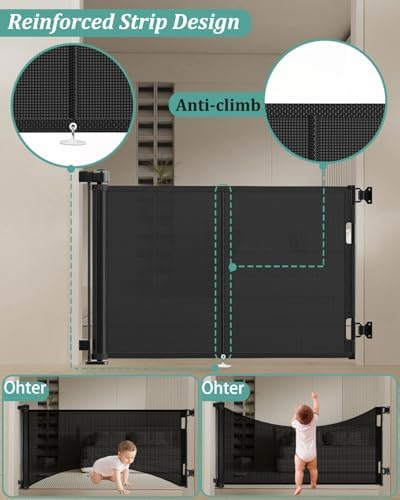 Miumoon 59 inch Reinforced Retractable Baby Gates 34 inch Tall - Image 2