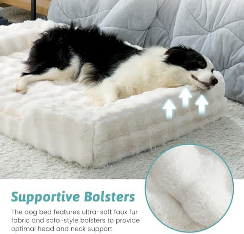 COZY KISS Faux Fur Orthopedic Extra Large Dog Bed, XXL 48x35 inch - Image 4