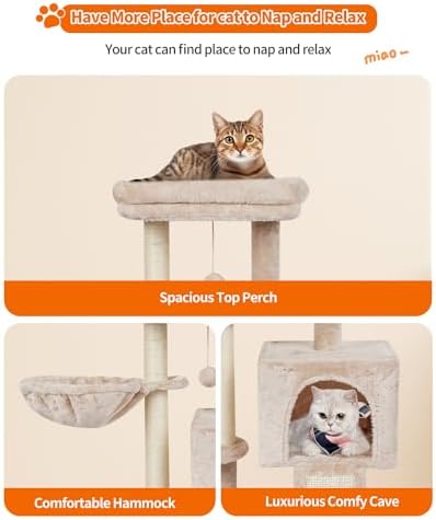 Cute Cat Tree Kitten Cat Tower Condo Furniture Scratching Posts Hammock - Image 5