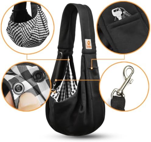 Tomkas Small Dog Cat Sling Carrier Puppy Purse Travel Wrap Soft Crossbody Pet - Image 5