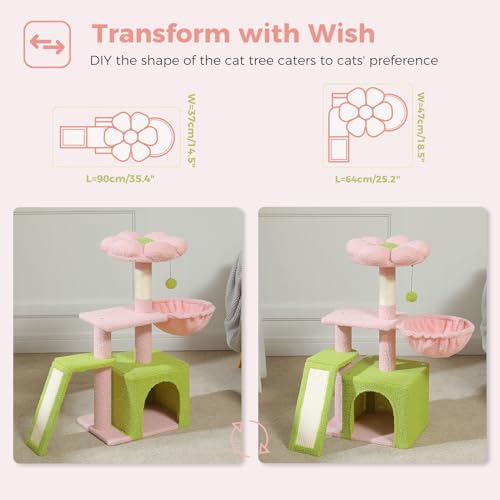 PETEPELA Cactus Cat Tree for Kittens & Small Cats, 32in Cat Tower - Image 2