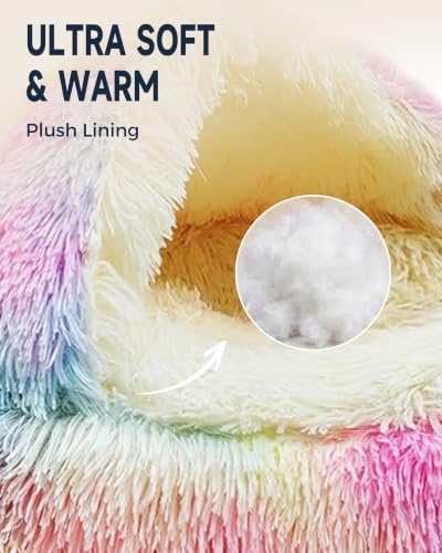 ShinHye Cat Bed Round Plush Fluffy Hooded Cave - Image 4