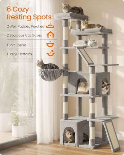 Feandrea 72.6-Inch Tall Cat Tree Tower - Image 3