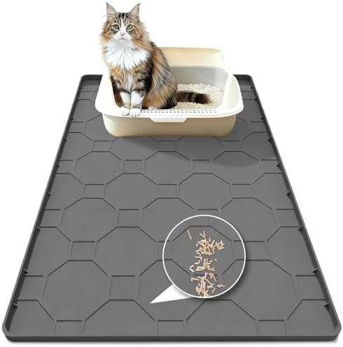 Silicone Cat Litter Mat, 34“ x 22” Waterproof Cat Litter Mats by BLESWIN