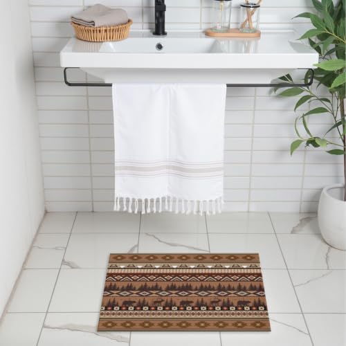 Giwawa Rustic Bear Deer Bath Rug Boho Ethnic Plush Carpet 24x35 Inch Soft - Image 2