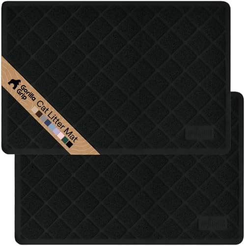 GORILLA GRIP Cat Litter Box Mat, Coiled Mesh Trapping Mats, 35x23 Black by GorillaGrip