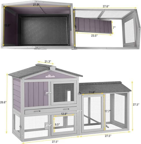 Aivituvin Rabbit Hutch Indoor Bunny Cage Outdoor Chicken Coop Rabbit House - Image 6