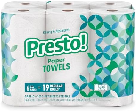 Amazon Brand - Presto! Ultra-Strong Premium Paper Towels, 158 Sheet Huge roll - by Presto