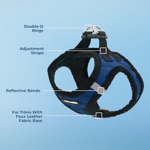 Voyager Step-in Plush Dog Vest Harness -Royal Blue Faux Leather - Image 3