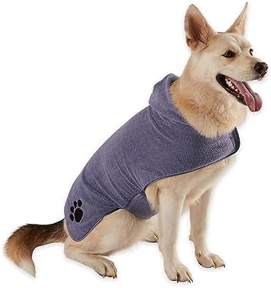 Bone Dry Pet Robe Collection Embroidered Absorbent Microfiber Bath Robe by BoneDry