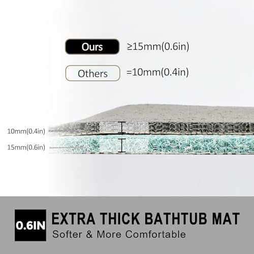 0.6" Extra Thick Non Slip Shower Mat, PVC Loofah Shower Mat - Image 5