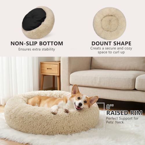MIXJOY Orthopedic Dog Bed Comfortable Donut Cuddler Round Pet Beds Ultra Soft - Image 2