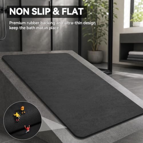 MontVoo -Bath Mat-Rubber Backing Non Slip Quick Dry Absorbent Thin Bathroom - Image 5