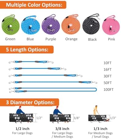 Long Dog Leash for Training - 16FT/30FT/50FT/100FT - Image 2