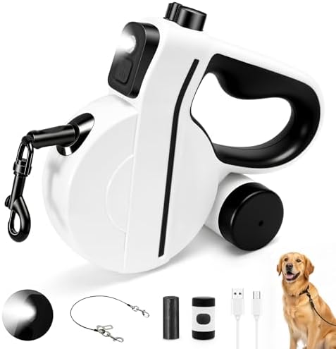 Retractable Dog Leash with LED Light & Reflective Tape by PETSWEET