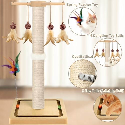 Tall Cat Scratching Post, 33 Inch Sisal Scratcher - Image 2
