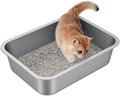 Small Stainless Steel Cat Litter Box by Unknown