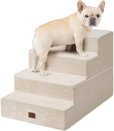 EHEYCIGA Dog Stairs for Bed 20" H, 4-Step Extra Wide Dog Steps by EHEYCIGA