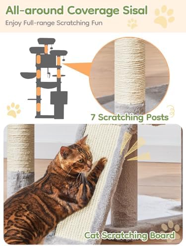 Taoqimiao Tall Cat Tree, 76In XL Cat Tower - Image 6
