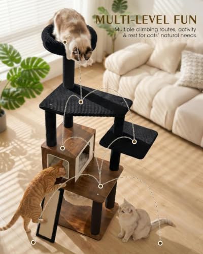 61" Modern Cat Tree, Tall Cat Tower - Image 6