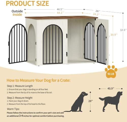 Hzuaneri 46.5'' Dog Crate Furniture, Dog Kennel Indoor - Image 2