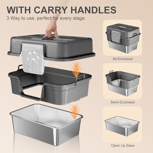 2PACK Stainless Steel Litter Box - Image 4