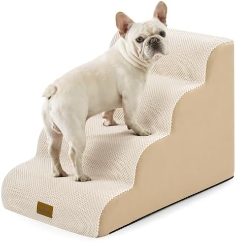 COZY KISS Dog Stairs for Small Dog 19.7" H, 4 Step Pet Ramp for Bed by COZYKISS
