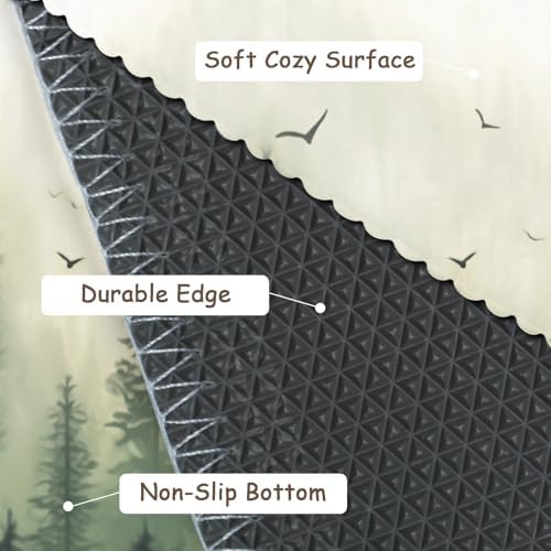 Giwawa Green Misty Forest Bath Rug Mountain Woodland Bathtub Mat Non Slip - Image 4