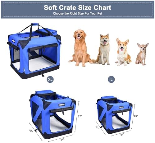 JESPET 3 Door Soft Dog Crates Kennel, Collapsible Travel Pet Carrier - Image 6