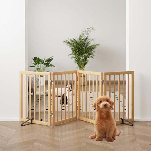 Natural 37-74" Wide Dog Gate for Stair, Bamboo Dog Gates for the House Doorways by MinoKesper