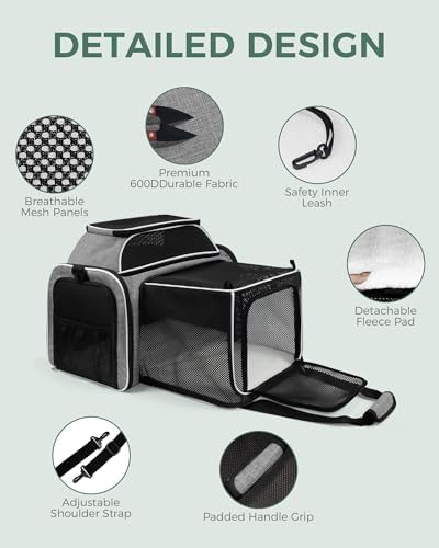 Cat Carrier Bag, Airline Approved Pet Carrier Soft Side Pet Travel 5 Sides Open - Image 3