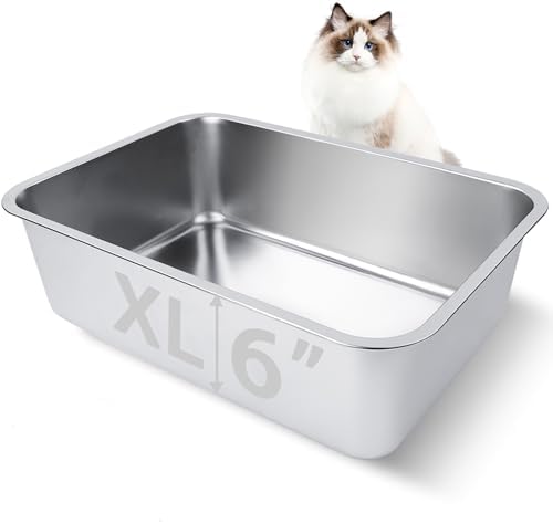 Stainless Steel Cat Litter Box 19.5"x13.6"x6" by HNeekyr