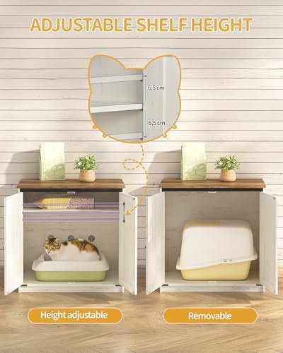 Hzuaneri Cat Litter Box Enclosure, Tall Hidden Litter Box Furniture Cabinet - Image 5