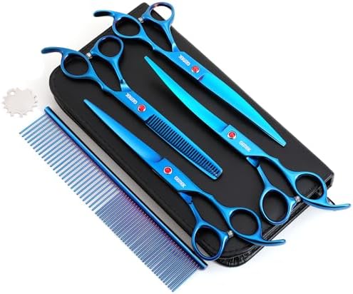 7.0in Titanium Dog Grooming Scissors Set by GEMEK