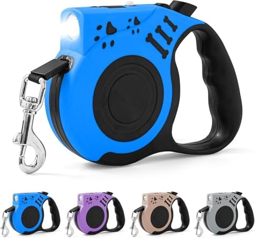 Retractable Dog Leash with USB Rechargeable Flashlight by COSOWO
