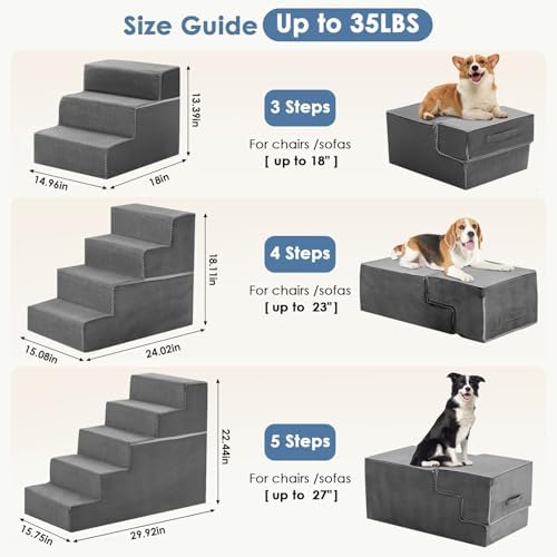 DUMOS Dog Stairs for Small and Medium Dogs, 5-Step Pet Steps - Image 3