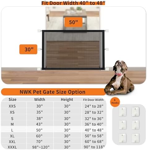 NWK Dog Gate for Stairs and Doorways 50''X30'' Fits 40 to 48 Inch Opening - Image 2