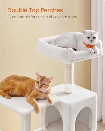 Feandrea Cat Tree, 54.2-Inch Cat Tower, Cream White - Image 3