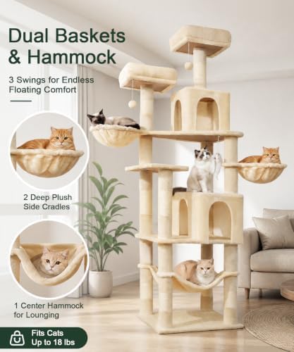 AMHANCIBLE Cat Tree Tower, 70 Inch Heavy Duty Cat Tree - Image 5