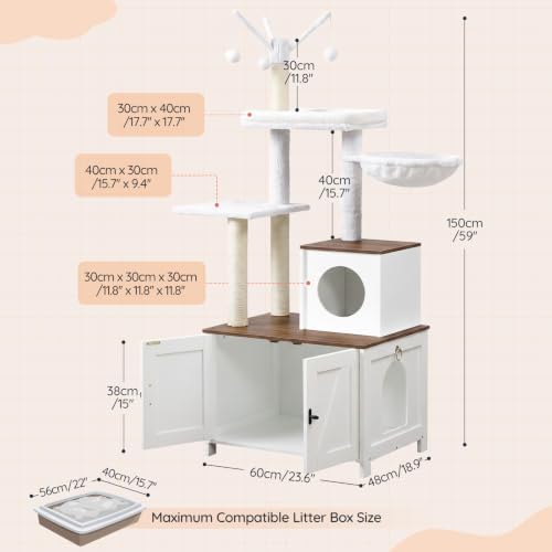 HOOBRO Cat Tree with Litter Box Enclosure - Image 5
