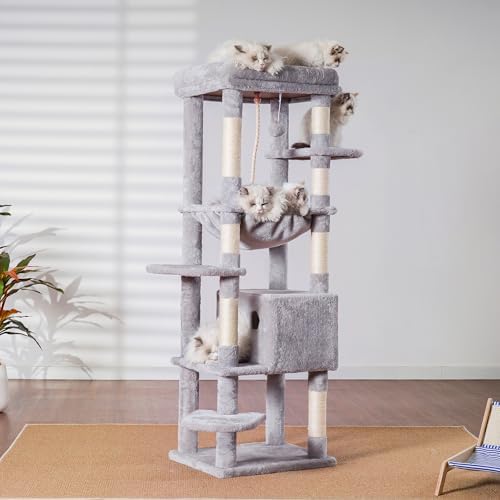 Heybly Cat Tree for Large Cats, 20lbs Heavy Duty, 60 inches XXL HCT050W - Image 5