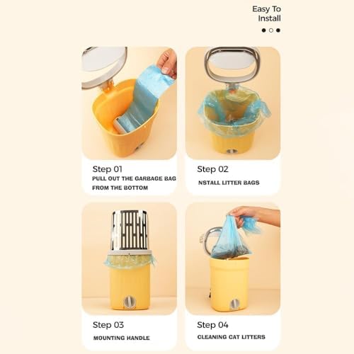 Cat Litter Scooper with Holder, Cat Litter Metal Shovel with Plastic Waste Can - Image 6