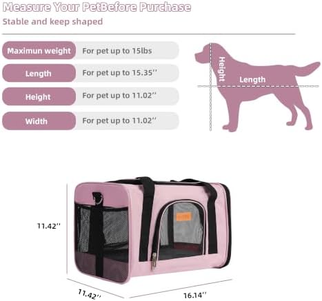 ROYPET Cat Carrier, Portable Pet Carrier Bag Pink - Image 7