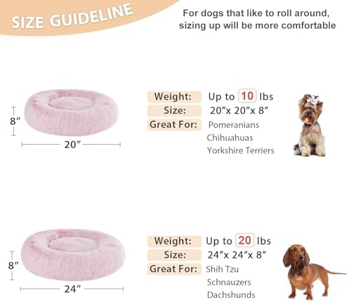 WNPETHOME Small Pink Round Calming Dog Bed Cat Bed - Image 5