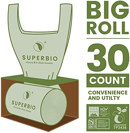 SUPERBIO 13 Gallon Handle Tie Compostable Food Waste Bags, 2 Pack - Image 2